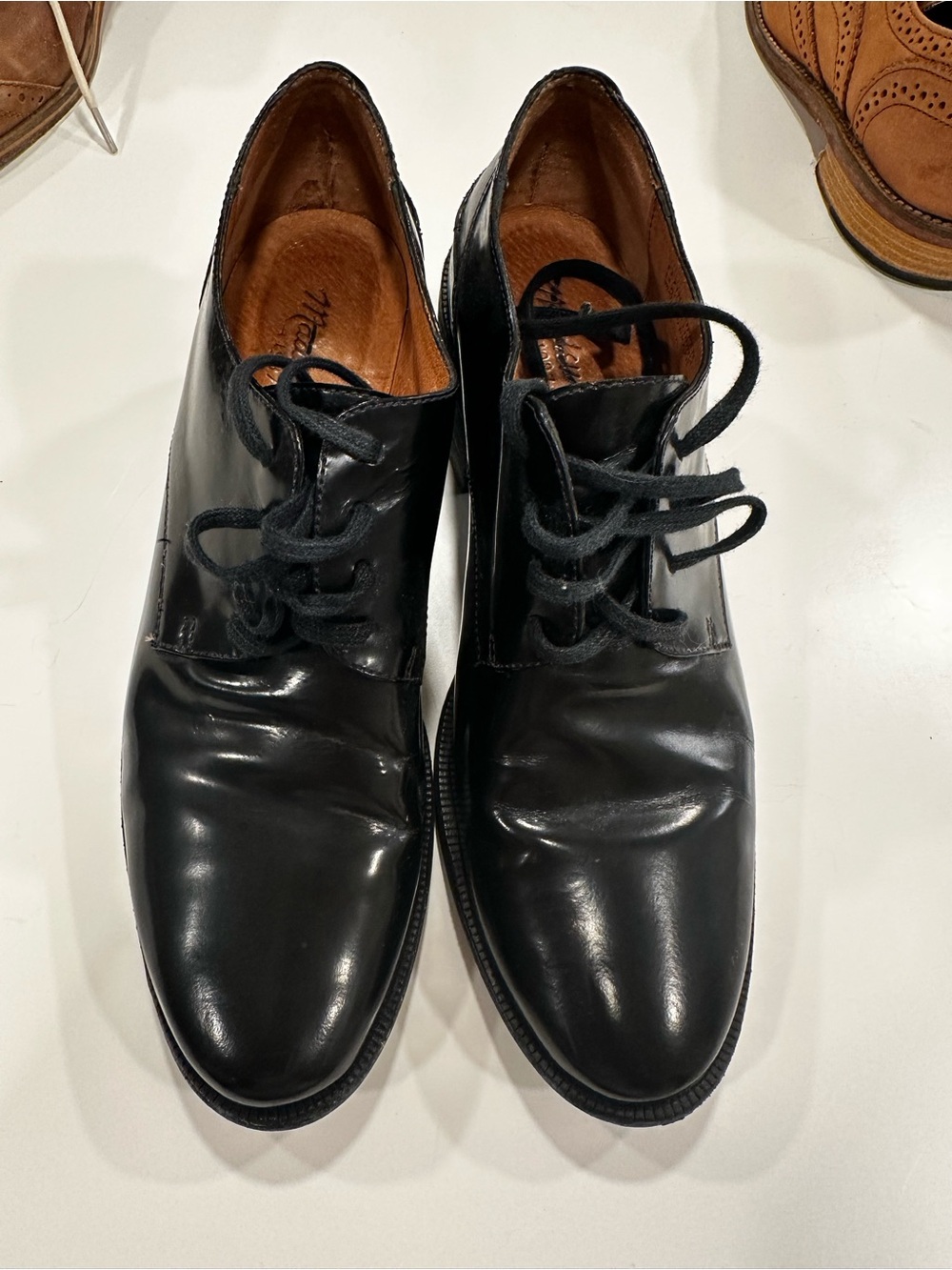 Madewell Black Leather Lace-Up Derby Oxfords